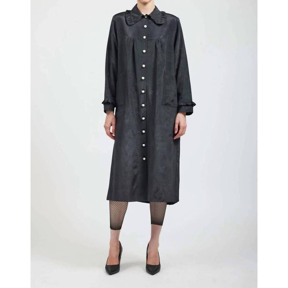 NEW BATSHEVA ruffle house coat in black